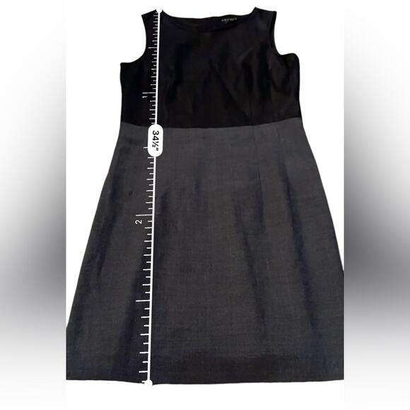 Theory Tirionne C Magistrate Charcoal & Black Leather Wool Sheath Dress Sz 6 NEW - Picture 12 of 12